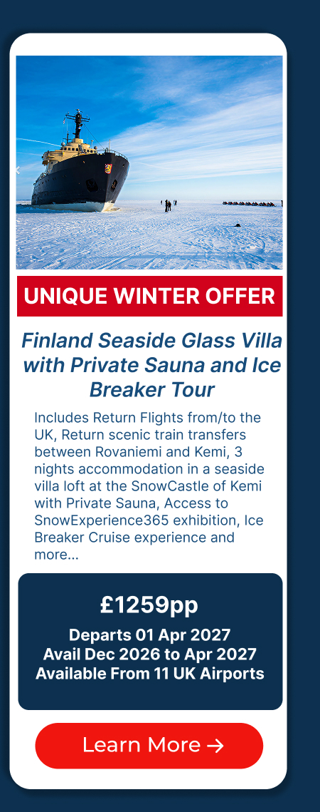 Finland Seaside Glass Villa with Private Sauna and Ice Breaker Tour